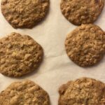 Oatmeal cookies on white parchment paper