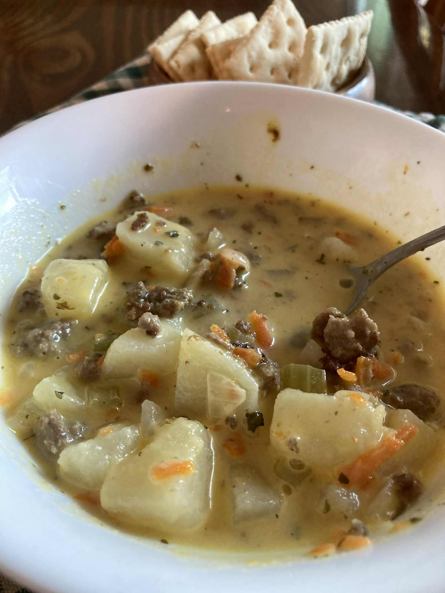 The BEST Cheeseburger Soup