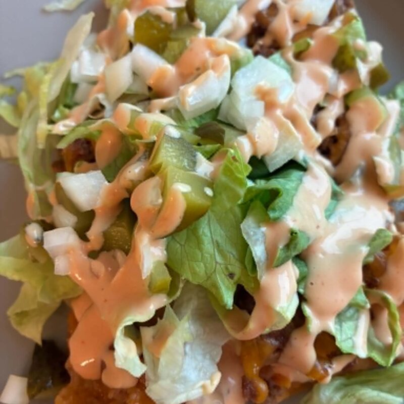 Loaded fries with fresh lettuce toppings
